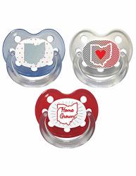 Baby Nova- Silicone Orthodontic Baby Pacifier 3 Pack - Each With Travel Cover - 6 Months And Older - Ohio