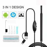 USB Otoscope CouHaP 3 in 1 HD Ear Cleaning Endoscope 5.5mm Diameter Camera Lens Earwax Cleaning Tool with 6 Adjustable LED Lights Compatible for Android and Windows & Mac