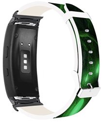 Galaxy Gear FIT2 Pro Strap Leather Replacement - Strap For Samsung Galaxy Gear Fit 2 FIT2 Pro Bands Black Connectors Green Gift Design For Halloween