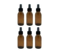 Amber Glass Bottle With Atomiser Mist Spray - 100ML X 6