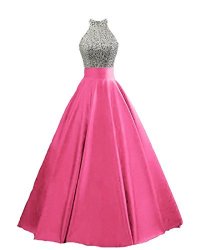 Heimo Women's Sequined Keyhole Back Evening Party Gowns Beaded Formal Prom Dresses Long H123 6 Fuchsia