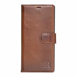 Bouletta Handmade Genuine Leather Rfid Protection Magnetic Detachable Wallet Phone Case For Samsung Galaxy Note 10 Rustic Tan With Effect