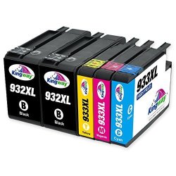 Kingway Compatible 932 933 High Yield Ink Cartridge Replacement For Hp 932XL 933XL Officejet 6700 6600 7612 7610 6100 7110 7510 Printer 2 Black 1 Cyan 1 Magenta 1 Yellow 5 Pack