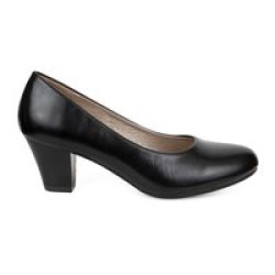 Ladies Classic Slip-on Court Heels Black
