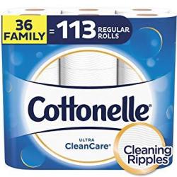 Cottonelle Ultra Cleancare Toilet Paper Strong Bath Tissue Septic-safe 36 Family+ Rolls