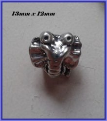 Elephant Metal Bead 13MM X 12MM - Pack Of 5.