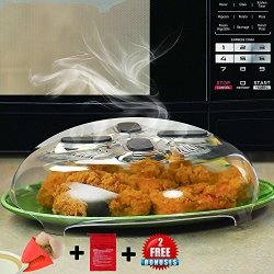 Microwave Anti-sputtering Cover By Erd Kitchen - Upgraded Splatter Guard Splatter Lid With Steam Vents - 2 Great Bonuses: Potato Cooker &