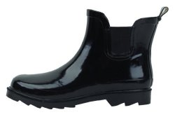 Women's Short Ankle Black Rubber Rain Boots Size 9