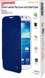 Promate Sansa-S4 Stylish Leather Flip-cover And Shell Case For Samsung Galaxy S4-Blue