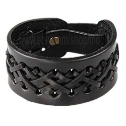 Black Leather Wrap Bracelet Women Leather Bracelet Men Leather Cuff Bracelet ...
