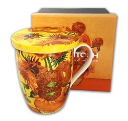 Mcintosh Old Masters Vincent Van Gogh Sunflowers Fine China Tea Mug With Infuser And Lid MC020089