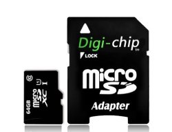 Digi-chip 64GB Micro-sd Memory Card UHS-1 Class 10. Made With Samsung High Speed Memory Chips. For Nokia 630 And 635 Cell Phones.