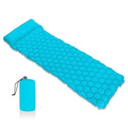 Dmgf Camping Inflatable Sleeping Pad Ultra Light Compact Self-inflatable Mattress Backpack Tent Inflatable Bed With Storage Bag Portable Waterproof Air Cushion Skyblue