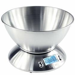 Camry Digital Kitchen Scale High Accuracy Multifunction Food Scale With Removable Bowl 2.15L Liquid Volume Room Temperature Alarm Timer Backlight Lcd Display Stainless Steel