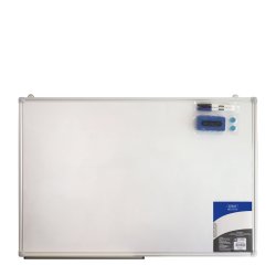 Marlin Office Essentials White Board 60 X 90CM + Black & Blue White Board Markers + Magnetic Eraser + 2 Magnetic Buttons