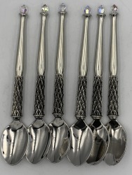 Diana Carmichael Set Of 6 Crystal Dafrique Dessert Spoons Teaspoon - Collection