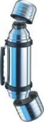 Isosteel Stainless Steel Vacuum Flask 1l With Two Cups