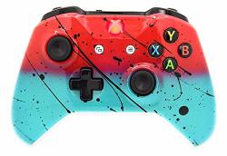 Hand Airbrushed Fade Xbox One Custom Controller Compatible With Xbox One Red & Teal W red LED