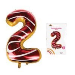 Party Balloon - Number '2' - Doughnut Design - Foil - 101CM - 3 Pack