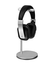 Universal Headphone Stand - Earphone Hanger On-ear Headphone Dj & Gaming Headsets USB Cables Silver Sturdy-aluminum