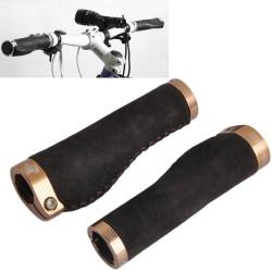 Bicycle Mtb Bike Lock-on Comfort Leather Handlebar Hand-stitched Grips Coffee