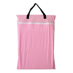 Large Hanging Wet dry Cloth Diaper Pail Bag For Reusable Diapers Or Laundry Pink