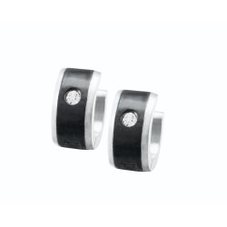 STAINLESSTEEL - Cubic Zirconia Black & Silver Huggy Earring
