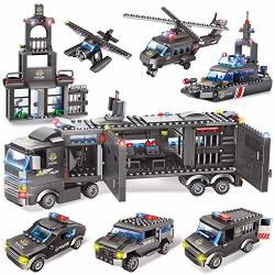 City Police City Station Building Kit 8 In 1 City Police Mobile Command Center Sets Truck Toy With Cop Car And Police Vehicles Toy