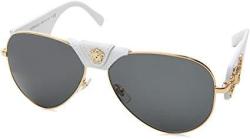 Versace Women's 0VE2150Q 1341 87 Medusa Aviator Sunglasses White grey