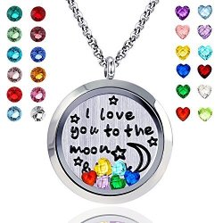 Floating Living Memory Locket Pendant Necklace Family Tree Of Life Necklace All Birthstone Charms Include Moon Back 24 Birthstones Locket