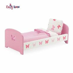 Emily Rose 14 Inch Doll Furniture Lovely Pink And White Butterfly Theme Single Bed Includes Plush Reversible Bedding Fits 14 American Girl Wellie Wishers Dolls