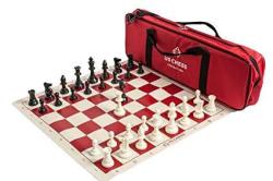 Us Chess Federation Supreme Triple Weighted Chess Set Combo - Red