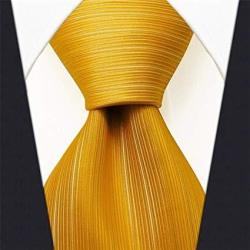 Intrepid Executive Wardrobe Accessory Handmade 100% Classic Silk Woven Solid Gold Men's Neck Tie 3.4" Necktie In Gift Box