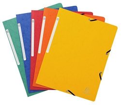 Exacompta - 55410E - Pack Of 10 Elastic Folders Glossy Card 355 GSM A4 - Assorted Colours