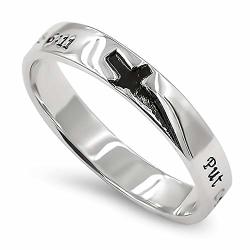 925 Knight Cross Silver Ring "put On The Whole Armour Of God - Ephes. 6:11" 8 Christian Bible Verse Scripture Jewelry