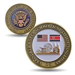 Usa No. Korea Challenge Coin - Limited Edition - Shows Actual Date Trump Summit Singapore Kim Jong-un President Peace Talks