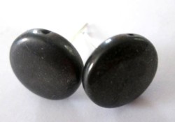 Hand Crafted Stud Earrings- Black Round Bead