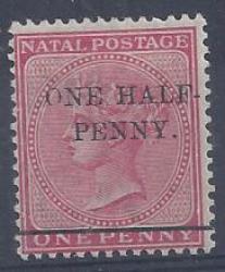 Natal 1885 One Half Penny On 1d Fine Mint