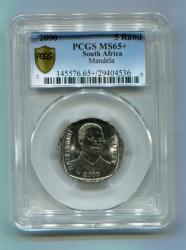 Nelson Mandela Ms65 + Year 2000 R5 Pcgs Secure Plus Graded Ms 65 + Smiley - Only 1 In The World