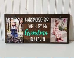 Handpicked For Earth By My Grandma In Heaven Ultrasound Picture Frame Gift Photo Board With Clip Gift For Grandma Mom Pregnancy Announcement 7X7 Choice