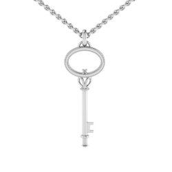 Why Jewellery Key Collection Diamond Oval Key Pendant & Chain in Silver