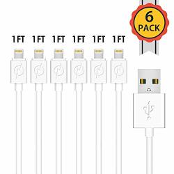 USB Charging Cable 6 Pack 1FT Tpe White USB Cable Phone USB Cable For Model Xs max xr x 8 7 7 Plus 6 6S 6 PLUS 6S Plus 5 5S 5C SE Tpe USB