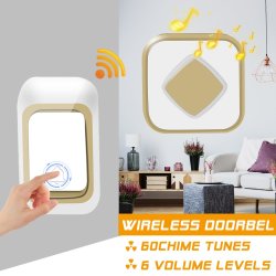 Wireless Doorbell Waterproof Transmitter Receiver Home Wall Doorbell 60 Chimes