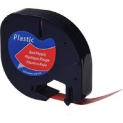 Letratag 12MM X 4M Black On Red Plastic Tape Cassette