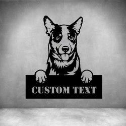 Australian Cattle Dog With Custom Text - 600MM Matt Silver