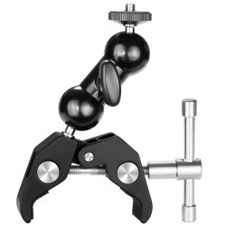 Neewer Cool Ballhead Arm Multi-functional Double Ball Adapter With Bottom Clamp And Standard 1 4" Screw For Attaching LED Video Light Camera Camcorder