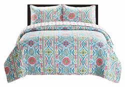 Slpr Coral Pop 2-PIECE Lightweight Printed Quilt Set Twin With 1 Sham Pre-washed All-season Machine Washable Bedspread Coverlet