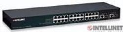 Intellinet 24 Port Fast Ethernet Office Switch-24 Rj-45 10 100 Auto-sensing + 2 Gigabit Combo Por...