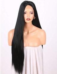 BLACK LACE Front Wigs For Women Long Yaki Straight Synthetic