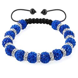 Lilyjewelry Shamballa Bracelet Adjustable With 10MM Discoball Beads Dark Blue